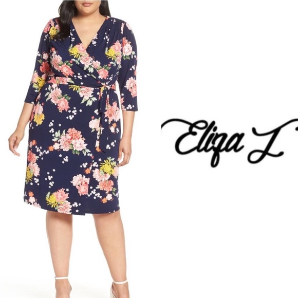 Floral Faux Wrap Dress. - Picture 1 of 15